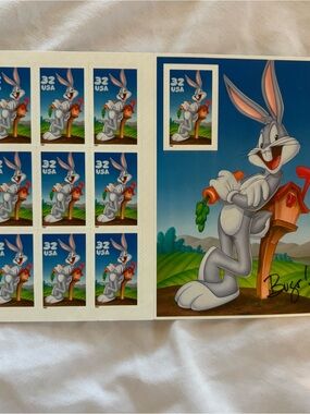 Bugs Bunny 32 USA Blue Green Gray Stamp Sheet